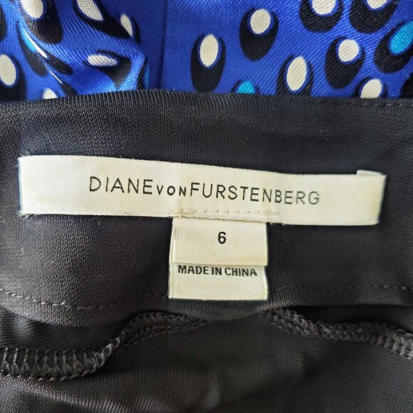 Diane Von Furstenberg DVF Womens Blue Black Jewel Wrap Dress 6 - Picture 3 of 11